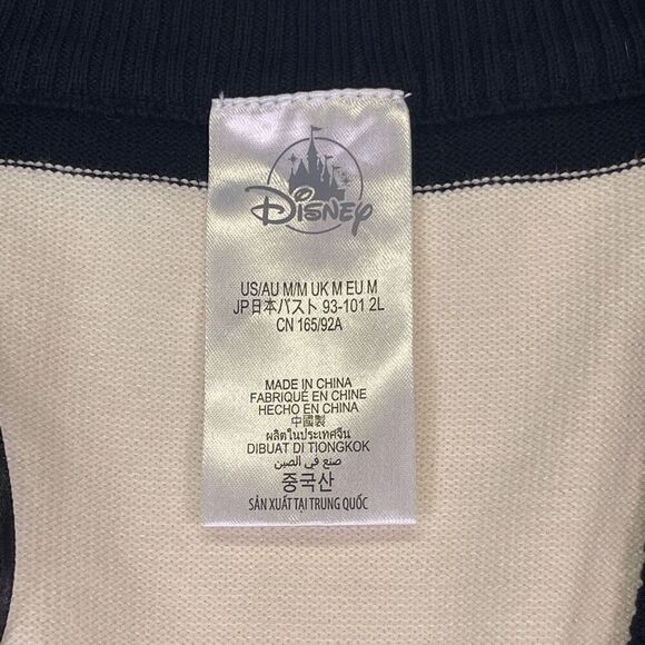 Disney Black Cream Striped Knit Retro Minnie Mouse Cardigan Size Medium NWT - Picture 4 of 11